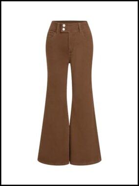 Wide Leg Flare Pull On Stretchy Jeans with Pockets